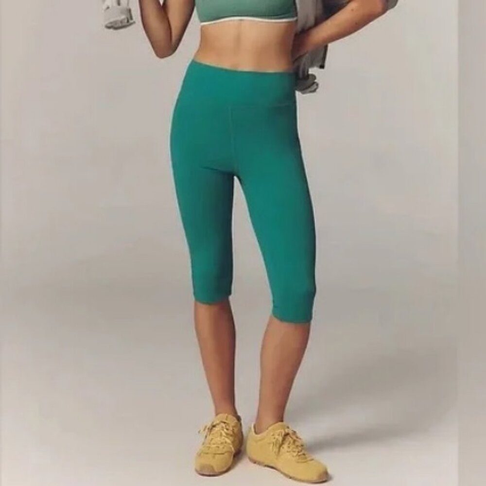 Anthropologie Daily Practice Pedal Pushers Crop Leggings in Fresh Pine sz M NWT